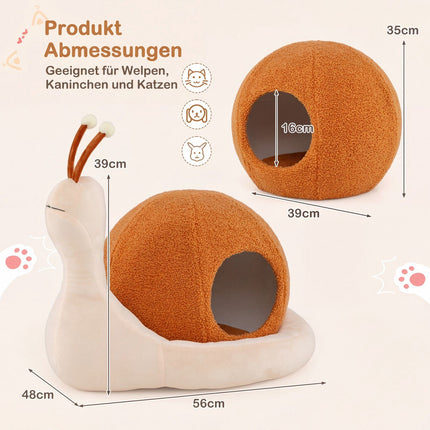 2-in-1 Snail-Shaped Cat Bed with Washable Cushion