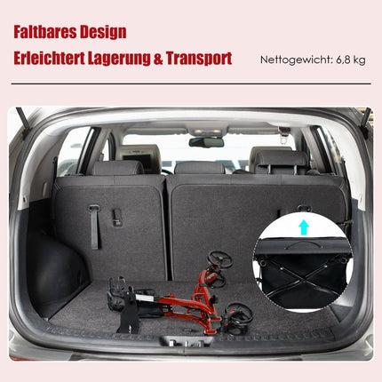 2-in-1 Reiserollator mit Sitz &amp; Tasche &amp; Stockhalter, faltbar &amp; leicht, Rot