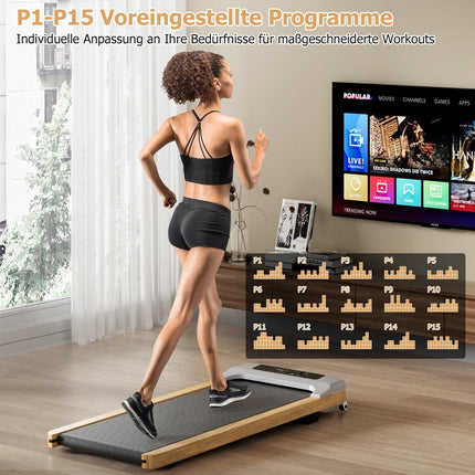 2-in-1-Laufband, 2,25 PS, Walking-Pad unter dem Schreibtisch, 1 – 6 km/h, mit Fernbedienung, tragbar, 120 x 54 x 13 cm