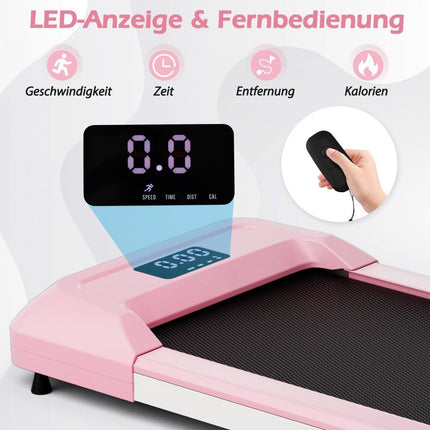 2-in-1 Laufband unter dem Schreibtisch, Walking-Pad mit LED-Anzeige, 122 x 53 x 15 cm, Rosa