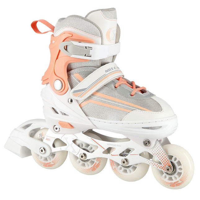 2-in-1 Inlineskates und Schlittschuhe, Weiß/Pink, Größe L (39-43)