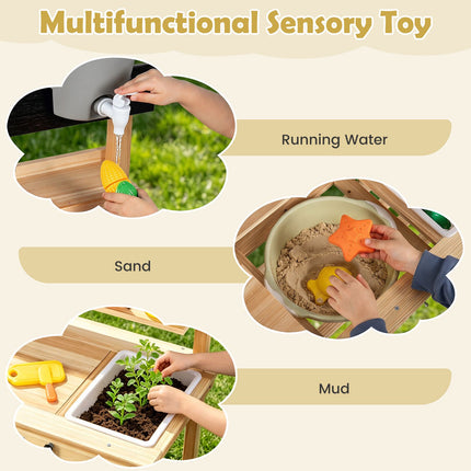 2-in-1 Wooden Mud Kitchen with Sinks and Accessories