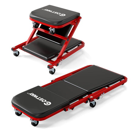 2-in-1 Workshop Creeper Seat, 150kg Capacity, Black