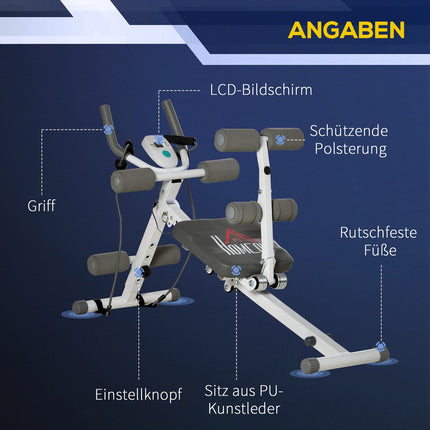 Verstellbare Bauchmuskelbank, LCD-Bildschirm, Stahl, 100 kg Tragkraft
