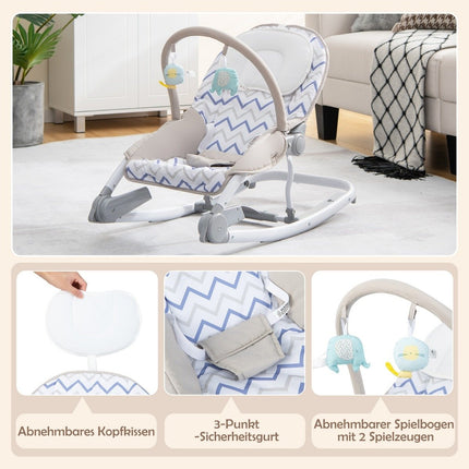 Balancelle bébé 2 en 1 pliable et portable avec dossier réglable sur 3 niveaux, gris