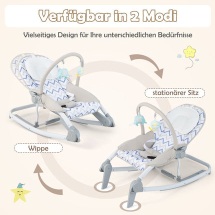 Balancelle bébé 2 en 1 pliable et portable avec dossier réglable sur 3 niveaux, gris