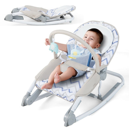 Balancelle bébé 2 en 1 pliable et portable avec dossier réglable sur 3 niveaux, gris