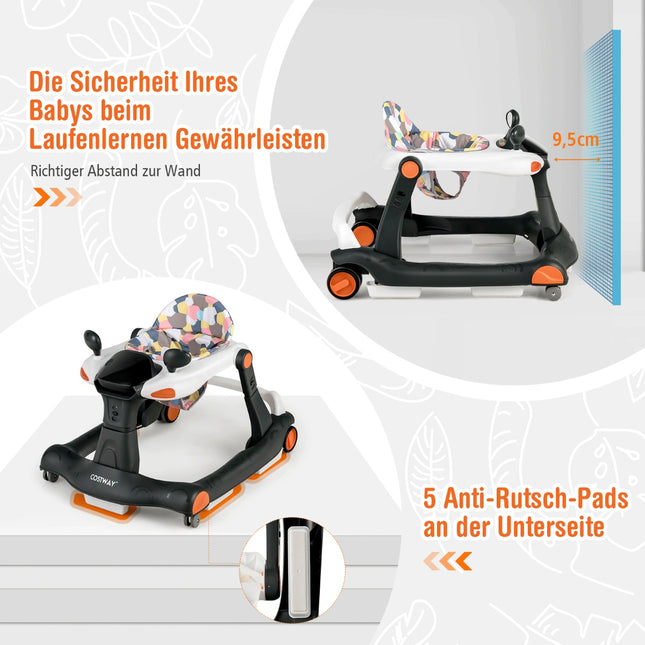 2 in 1 Lauflernwagen faltbar Lauflernwagen schwarz