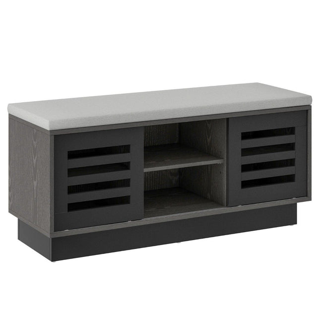 2 in 1 Sitzbank &amp; Schuhregal mit 6 Fächern &amp; 3 verstellbaren Böden 99,5 x 34,5 x 46 cm grau