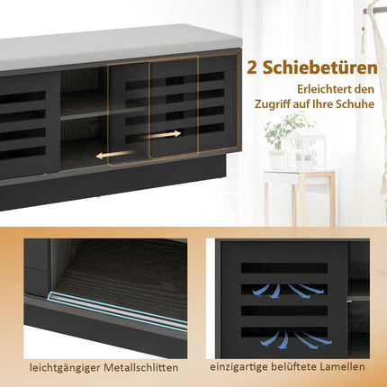 2 in 1 Sitzbank &amp; Schuhregal mit 6 Fächern &amp; 3 verstellbaren Böden 99,5 x 34,5 x 46 cm grau