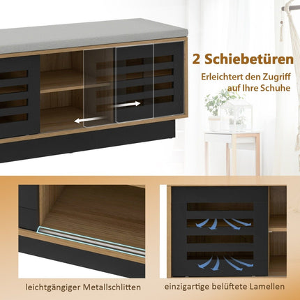 2 in 1 Sitzbank &amp; Schuhregal mit 6 Fächern &amp; 3 verstellbaren Böden 99,5 x 34,5 x 46 cm natur