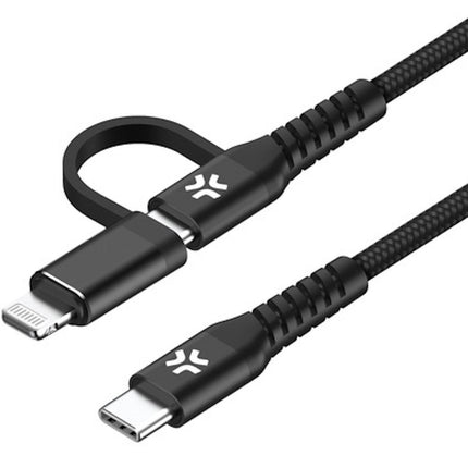 Câble 2 en 1 USB-C - USB-C/Lightning 60 W 1 m Noir