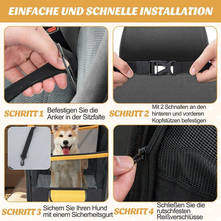 2 in 1 Autositzbezug &amp; Auto-Hundebox mit Seitentasche, wasserabweisend, 148 x 145 cm