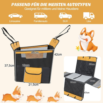 2 in 1 Autositzbezug &amp; Auto-Hundebox mit Seitentasche, wasserabweisend, 148 x 145 cm