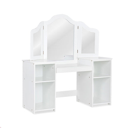 2 in 1 Kinder Schminktisch Schreibtisch mit Spiegel 107 × 40 × 117 cm weiß