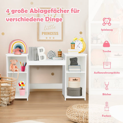 2 in 1 Kinder Schminktisch Schreibtisch mit Spiegel 107 × 40 × 117 cm weiß