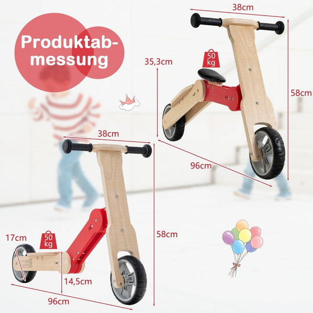 2 in 1 umbaubares Kinder-Scooter-Laufrad mit rutschfestem Lenker und abnehmbarem Sitz