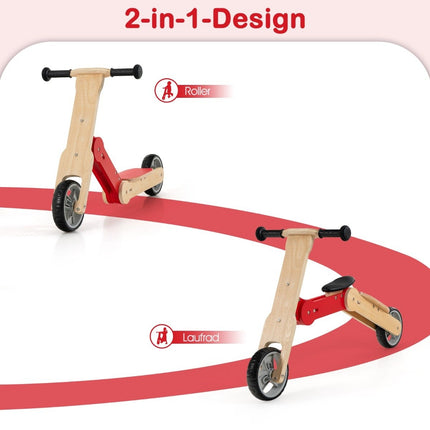 2 in 1 umbaubares Kinder-Scooter-Laufrad mit rutschfestem Lenker und abnehmbarem Sitz