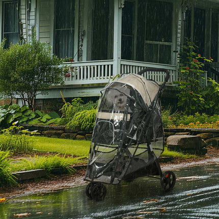 Zusammenklappbarer 2-in-1-Tierbuggy mit Regenschutz für Katzen und Hunde bis 10 kg