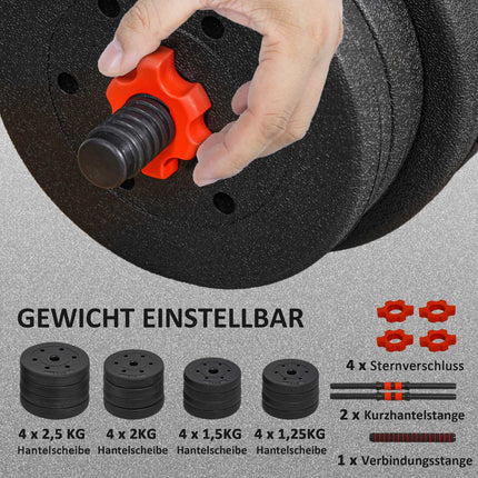 Verstellbares Hantel- & Langhantel-Set, 30 kg, für das Home-Gym