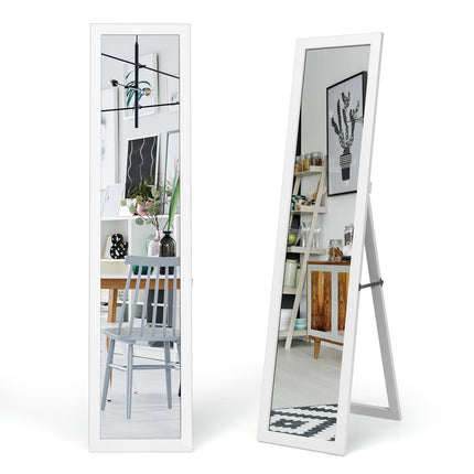 2 in 1 Ganzkörperspiegel Standspiegel mit Holzrahmen 37 x 155 cm weiß