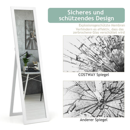 2 in 1 Ganzkörperspiegel Standspiegel mit Holzrahmen 37 x 155 cm weiß