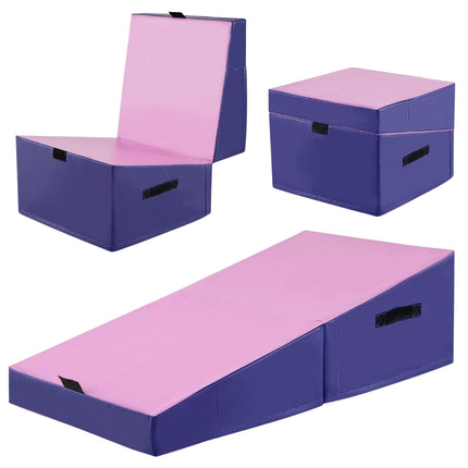 Tapis de gymnastique 2 en 1 avec poignée de transport Tapis de gymnastique incliné Tapis de sol souple en forme de coin