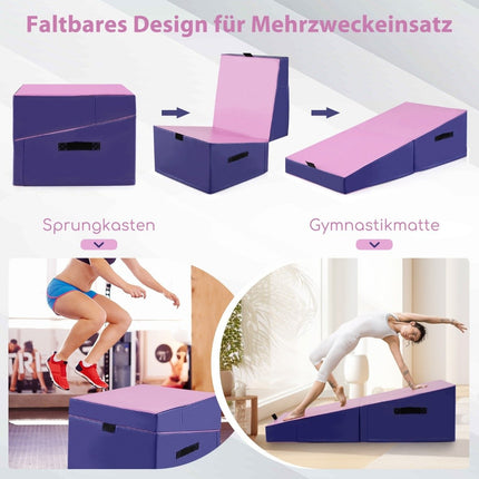 Tapis de gymnastique 2 en 1 avec poignée de transport Tapis de gymnastique incliné Tapis de sol souple en forme de coin