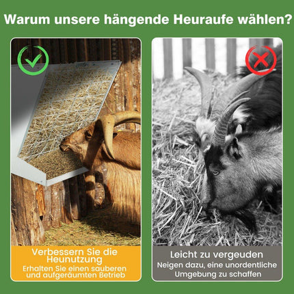 2 in 1 Heu- &amp; Getreidetränke aus verzinktem Metall mit verstellbarem Abstand &amp; Maschennetz
