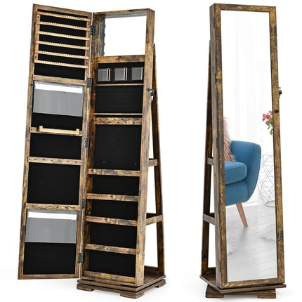 2 in 1 Schmuckschrank &amp; Leiterregal mit Ganzkörperspiegel 39 x 39 x 161 cm braun