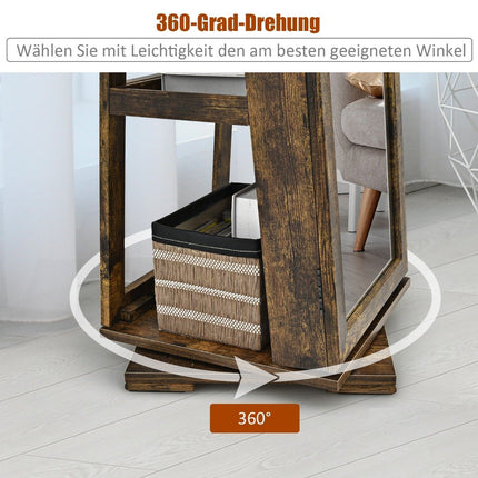 2 in 1 Schmuckschrank &amp; Leiterregal mit Ganzkörperspiegel 39 x 39 x 161 cm braun
