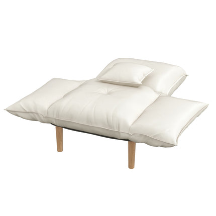 Chaise longue 2 en 1, chaise de relaxation réglable et chaise d'appoint, chaise de sol avec coussin, chiffon en microfibre, crème, jusqu'à 120 kg