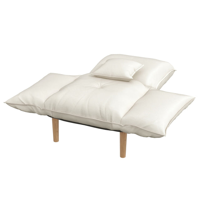 Lounge chair with cushions, adjustable and creamy microfiber