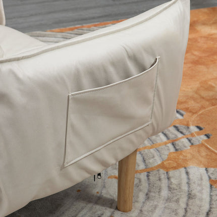 Chaise longue 2 en 1, chaise de relaxation réglable et chaise d'appoint, chaise de sol avec coussin, chiffon en microfibre, crème, jusqu'à 120 kg