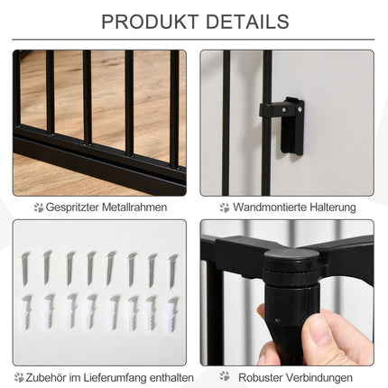 Parc pour chiots 2 en 1, barrière pliante en 5 parties avec porte pour chiens de petite et moyenne taille, parc pour chiots DIY 300 x 74,5 cm en métal noir
