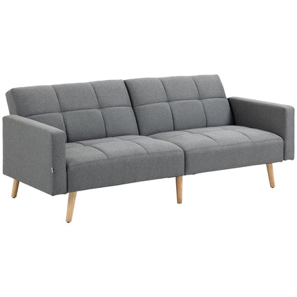 2-in-1 Schlafsofa 205 x 88 cm Sofa mit Bettfunktion, Couch mit Sitzkissen, Leinenoptik Grau