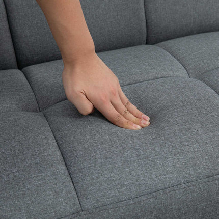 2-in-1 Schlafsofa 205 x 88 cm Sofa mit Bettfunktion, Couch mit Sitzkissen, Leinenoptik Grau