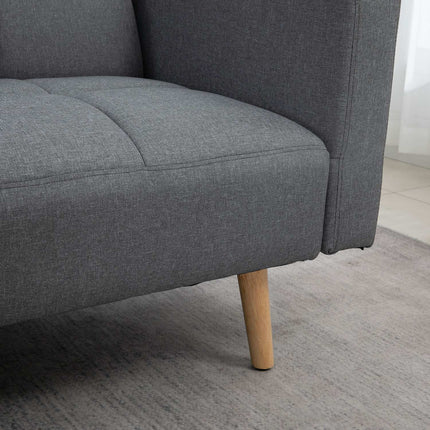 2-in-1 Schlafsofa 205 x 88 cm Sofa mit Bettfunktion, Couch mit Sitzkissen, Leinenoptik Grau