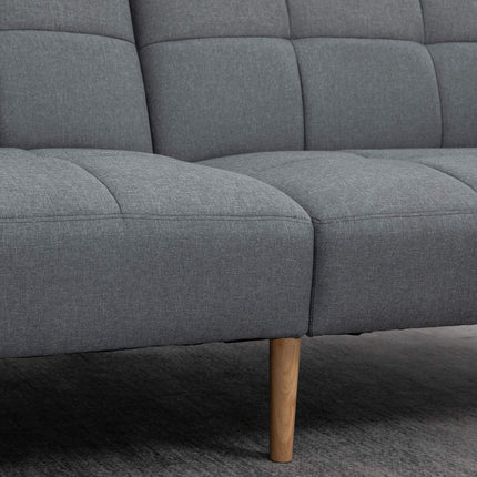 2-in-1 Schlafsofa 205 x 88 cm Sofa mit Bettfunktion, Couch mit Sitzkissen, Leinenoptik Grau