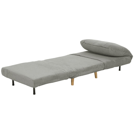 Adjustable folding sofa bed - Corduroy Look, Grey, 82x89x83 cm