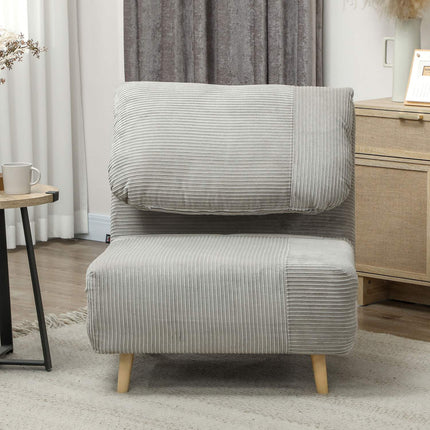 Adjustable folding sofa bed - Corduroy Look, Grey, 82x89x83 cm