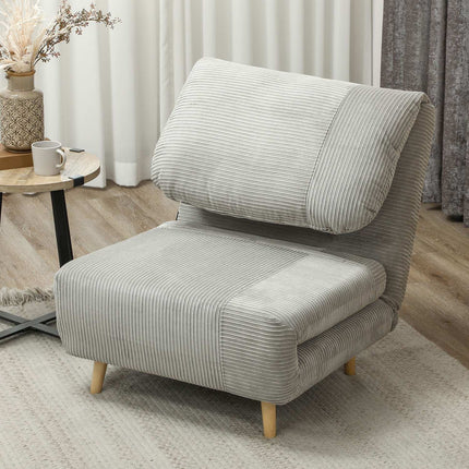 Adjustable folding sofa bed - Corduroy Look, Grey, 82x89x83 cm