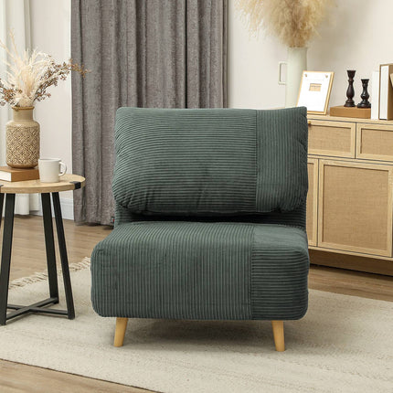 Grünes, verstellbares Cord-Schlafsofa zum Zusammenklappen – 82 x 89 x 83 cm