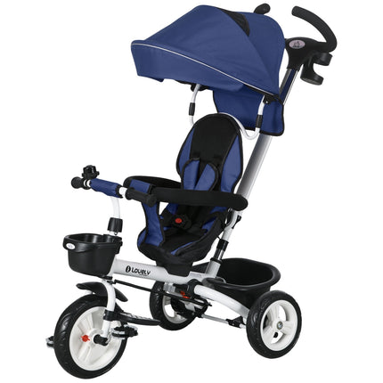 2-in-1-Dreirad für Kinder mit Sonnendach und Sicherheitsgurt, blau