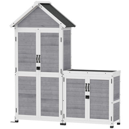 2-in-1 Gerätehaus aus Holz, abschließbar, wetterfest, 89x51x182cm