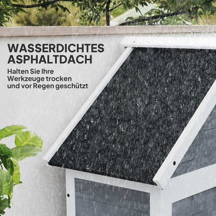 2-in-1 Gerätehaus aus Holz, abschließbar, wetterfest, 89x51x182cm