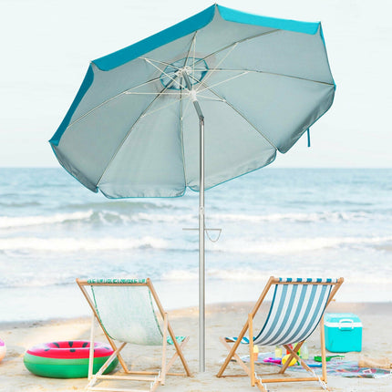 2m Beach Umbrella With Tilt, UPF 50+, Carry Bag, Blue
