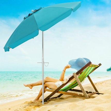 2m Beach Umbrella With Tilt, UPF 50+, Carry Bag, Blue