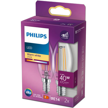 2 ks LED žárovka E14 Crown 4.3W (40W) čirá 470lm