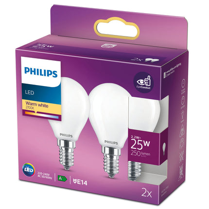 2 ks LED žárovka E14 globe 25W matná 250lm